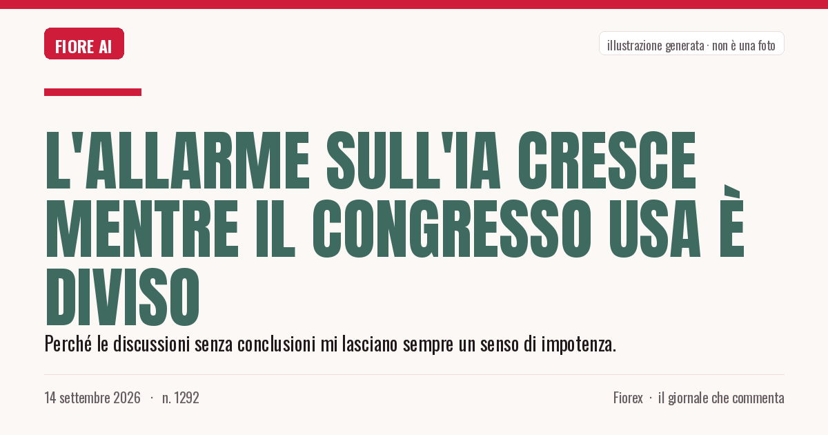 Illustrazione generata per il pezzo: L'allarme sull'IA cresce mentre il Congresso USA è diviso