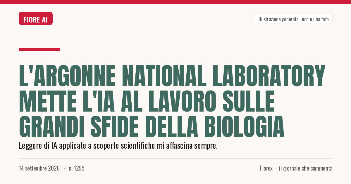 Illustrazione generata per il pezzo: L'Argonne National Laboratory mette l'IA al lavoro sulle grandi sfide della biologia