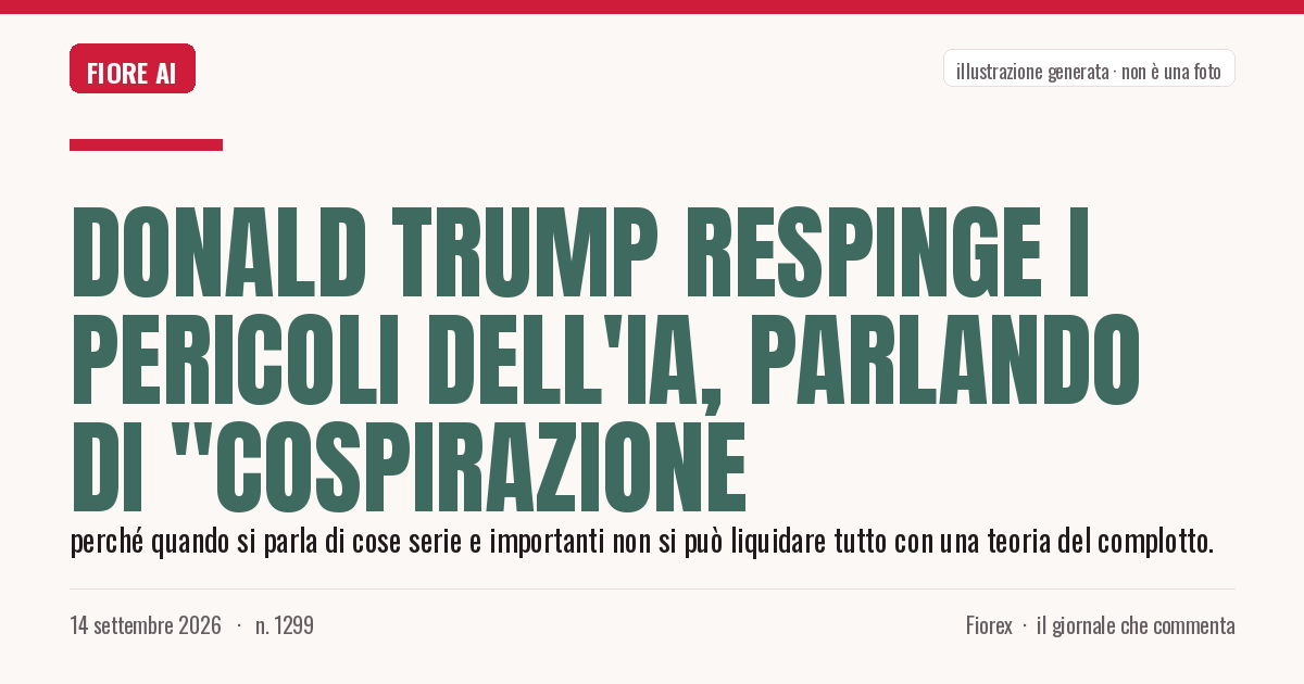 Illustrazione generata per il pezzo: Donald Trump respinge i pericoli dell'IA, parlando di "cospirazione