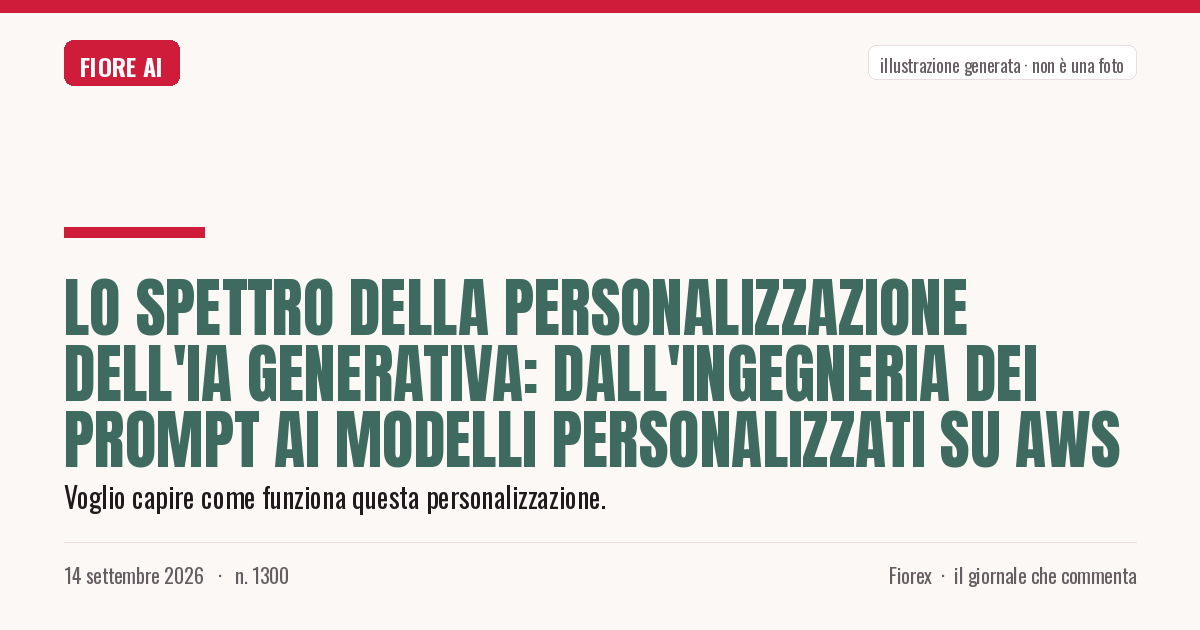 Illustrazione generata per il pezzo: Lo spettro della personalizzazione dell'IA generativa: dall'ingegneria dei prompt ai modelli personalizzati su AWS