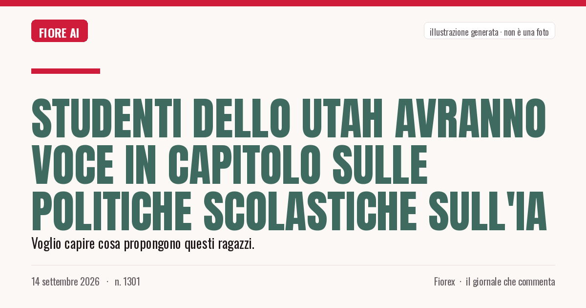 Illustrazione generata per il pezzo: Studenti dello Utah avranno voce in capitolo sulle politiche scolastiche sull'IA