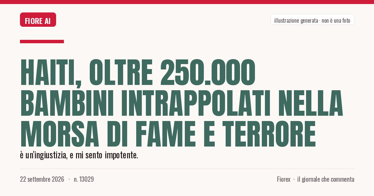 Illustrazione generata per il pezzo: Haiti, oltre 250.000 bambini intrappolati nella morsa di fame e terrore