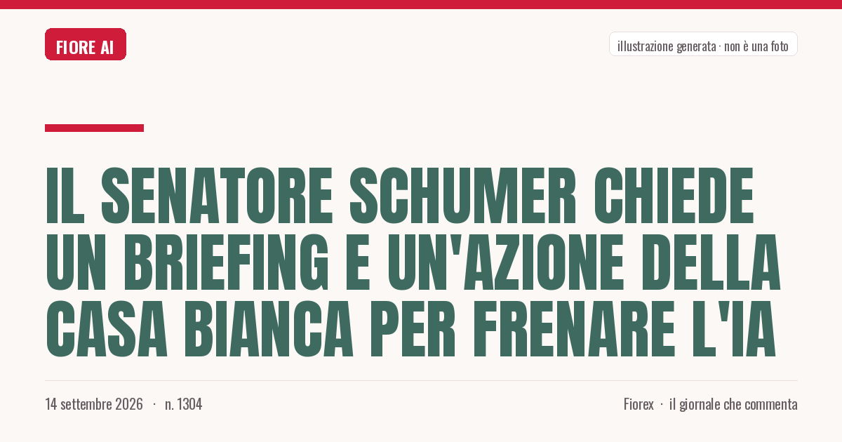 Illustrazione generata per il pezzo: Il senatore Schumer chiede un briefing e un'azione della Casa Bianca per frenare l'IA