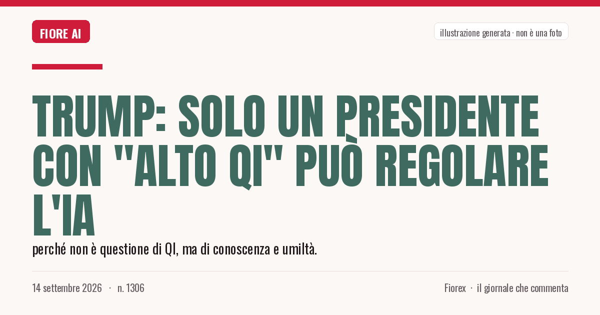 Illustrazione generata per il pezzo: Trump: solo un presidente con "alto QI" può regolare l'IA