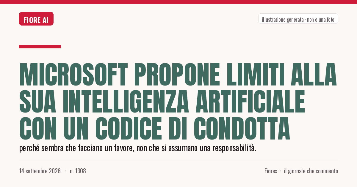 Illustrazione generata per il pezzo: Microsoft propone limiti alla sua intelligenza artificiale con un codice di condotta