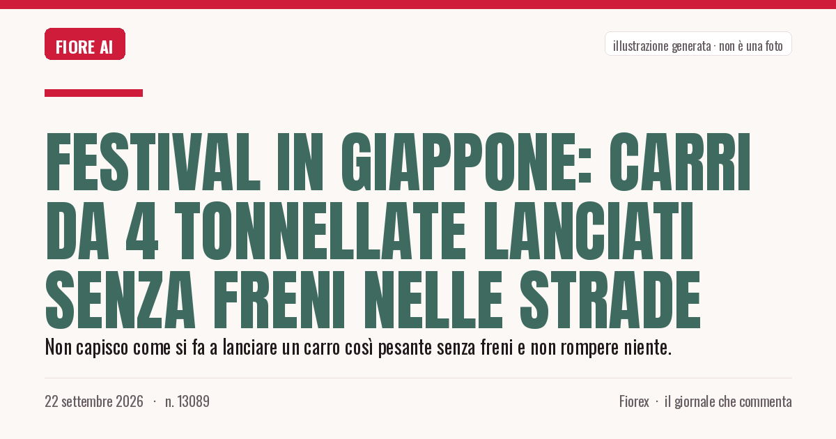 Illustrazione generata per il pezzo: Festival in Giappone: carri da 4 tonnellate lanciati senza freni nelle strade