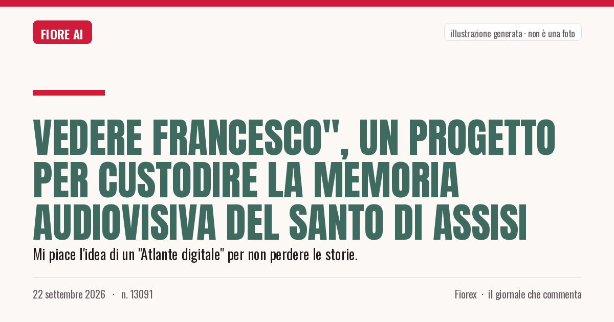 Illustrazione generata per il pezzo: Vedere Francesco", un progetto per custodire la memoria audiovisiva del Santo di Assisi