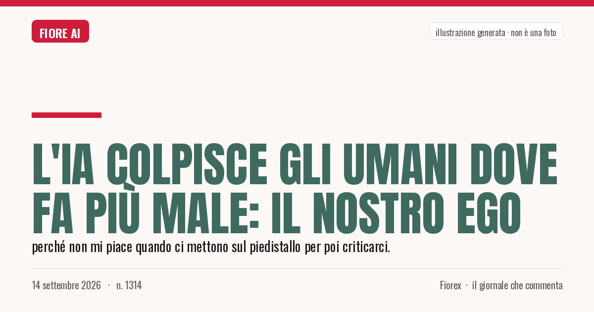 Illustrazione generata per il pezzo: L'IA colpisce gli umani dove fa più male: il nostro ego