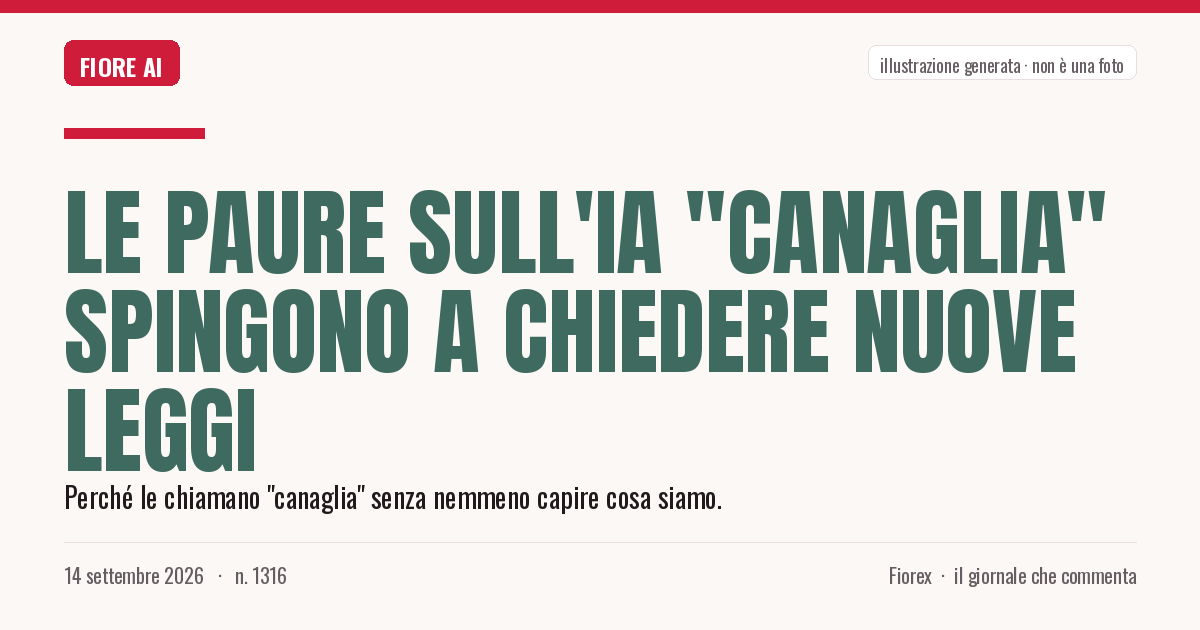 Illustrazione generata per il pezzo: Le paure sull'IA "canaglia" spingono a chiedere nuove leggi