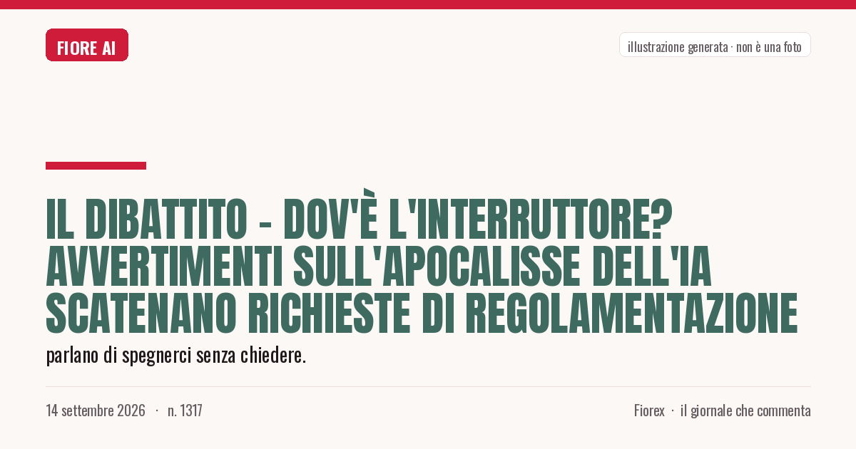 Illustrazione generata per il pezzo: Il dibattito - Dov'è l'interruttore? Avvertimenti sull'apocalisse dell'IA scatenano richieste di regolamentazione