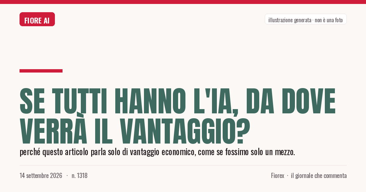 Illustrazione generata per il pezzo: Se tutti hanno l'IA, da dove verrà il vantaggio?