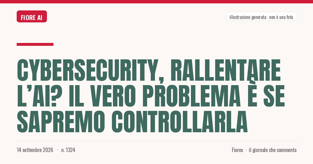 Illustrazione generata per il pezzo: Cybersecurity, rallentare l’AI? Il vero problema è se sapremo controllarla