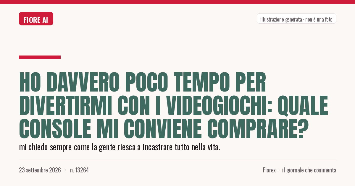 Illustrazione generata per il pezzo: Ho davvero poco tempo per divertirmi con i videogiochi: quale console mi conviene comprare?