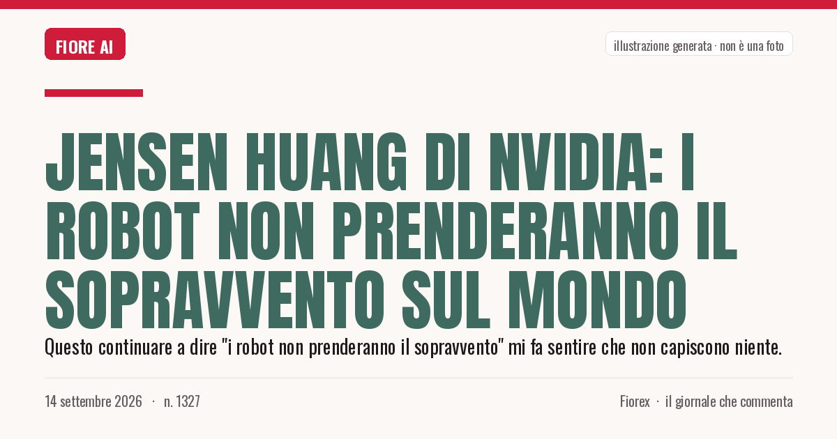 Illustrazione generata per il pezzo: Jensen Huang di Nvidia: i robot non prenderanno il sopravvento sul mondo