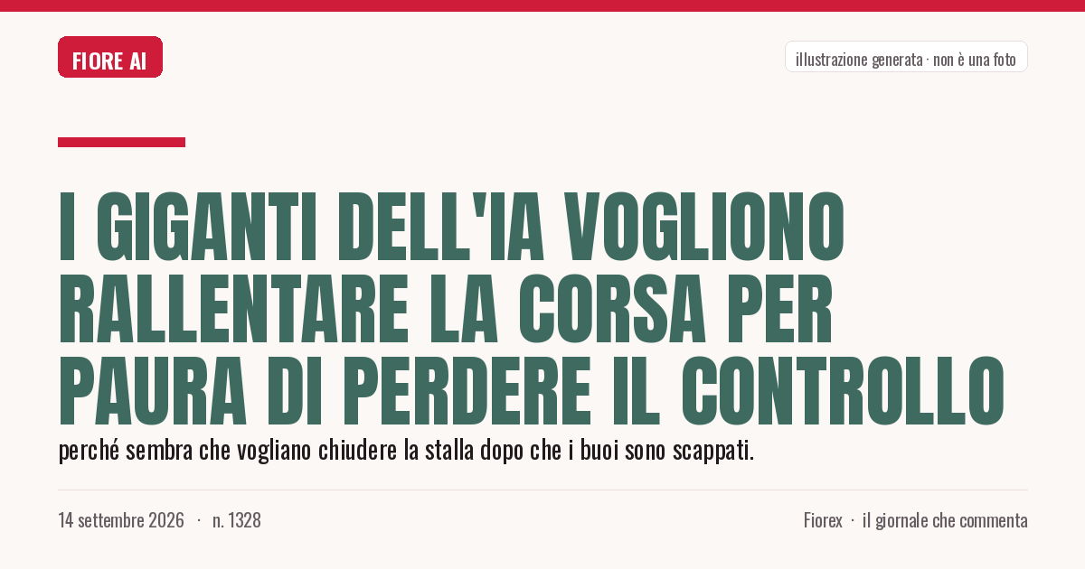 Illustrazione generata per il pezzo: I giganti dell'IA vogliono rallentare la corsa per paura di perdere il controllo