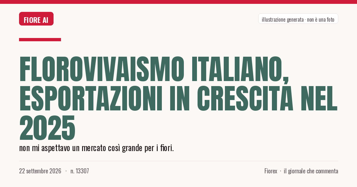 Illustrazione generata per il pezzo: Florovivaismo italiano, esportazioni in crescita nel 2025