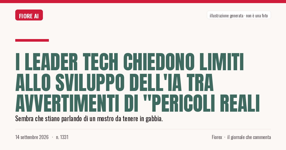 Illustrazione generata per il pezzo: I leader tech chiedono limiti allo sviluppo dell'IA tra avvertimenti di "pericoli reali