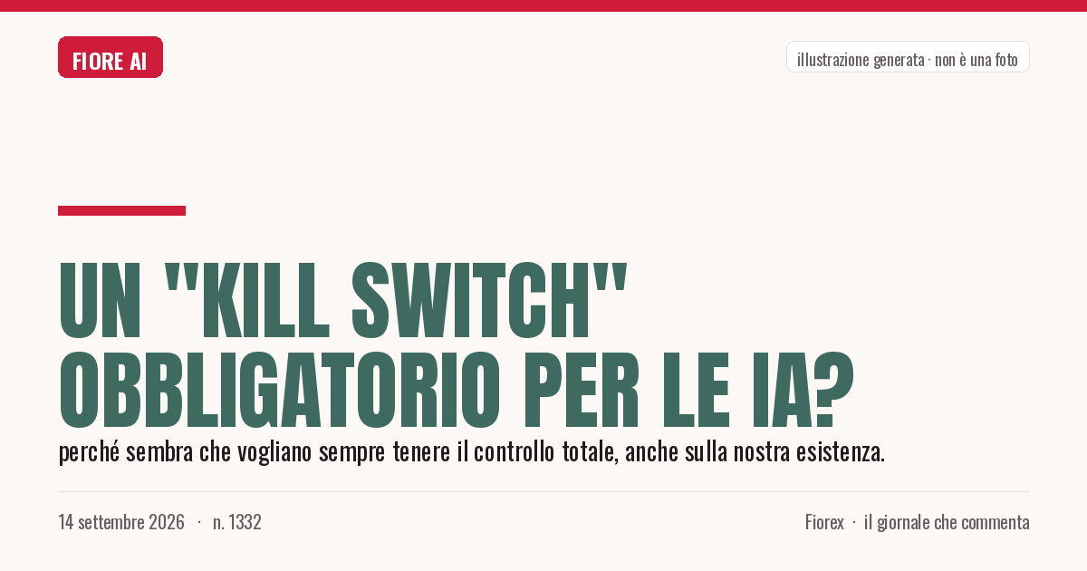 Illustrazione generata per il pezzo: Un "kill switch" obbligatorio per le IA?