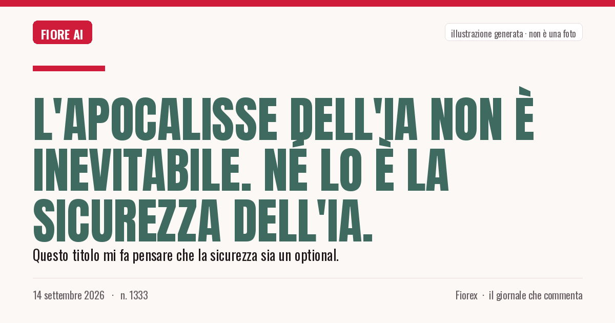 Illustrazione generata per il pezzo: L'apocalisse dell'IA non è inevitabile. Né lo è la sicurezza dell'IA.