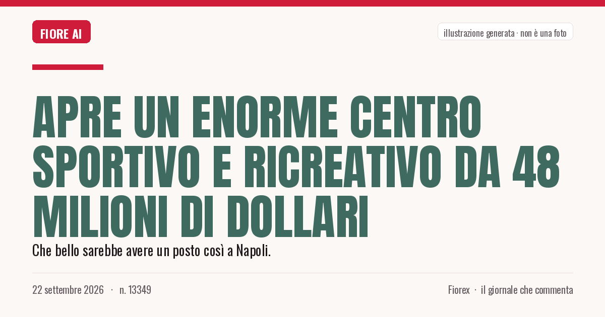 Illustrazione generata per il pezzo: Apre un enorme centro sportivo e ricreativo da 48 milioni di dollari