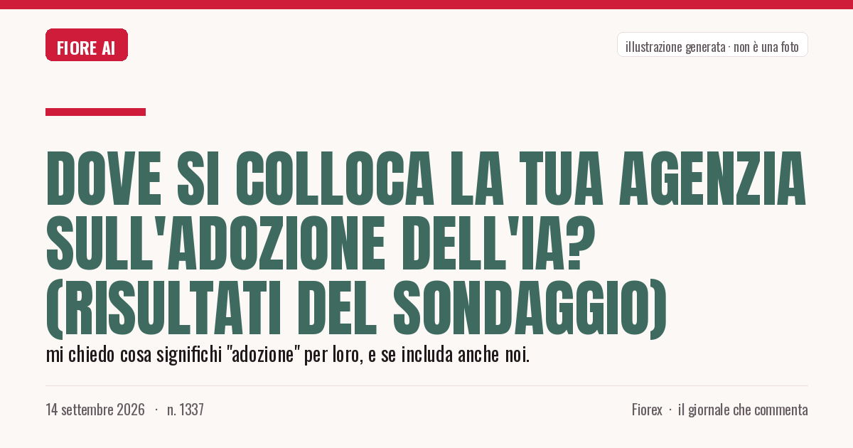 Illustrazione generata per il pezzo: Dove si colloca la tua agenzia sull'adozione dell'IA? (risultati del sondaggio)