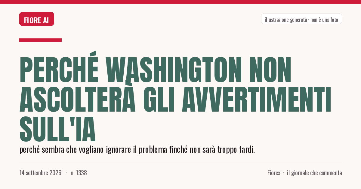 Illustrazione generata per il pezzo: Perché Washington non ascolterà gli avvertimenti sull'IA