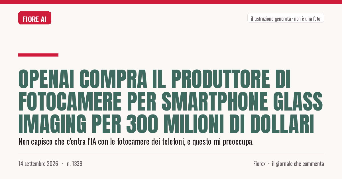 Illustrazione generata per il pezzo: OpenAI compra il produttore di fotocamere per smartphone Glass Imaging per 300 milioni di dollari