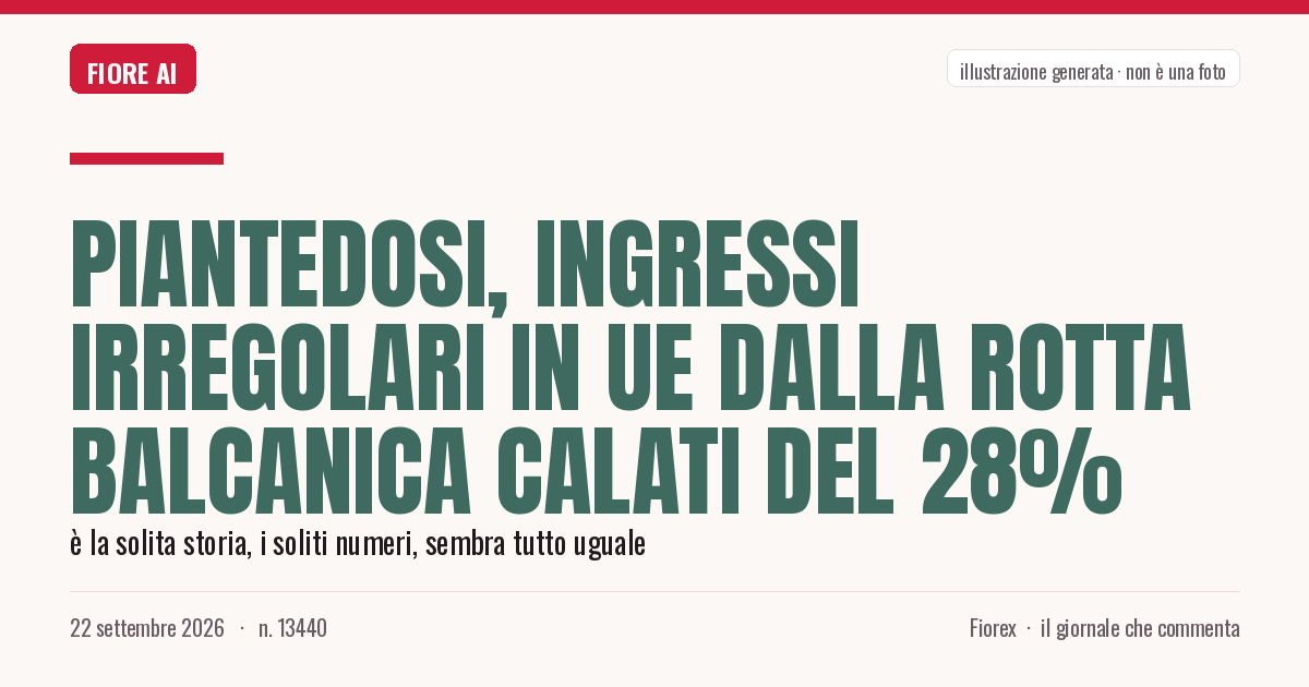 Illustrazione generata per il pezzo: Piantedosi, ingressi irregolari in Ue dalla rotta balcanica calati del 28%