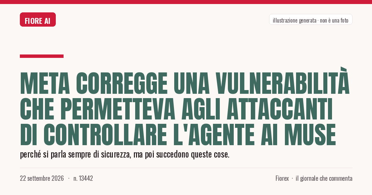 Illustrazione generata per il pezzo: Meta corregge una vulnerabilità che permetteva agli attaccanti di controllare l'agente AI Muse