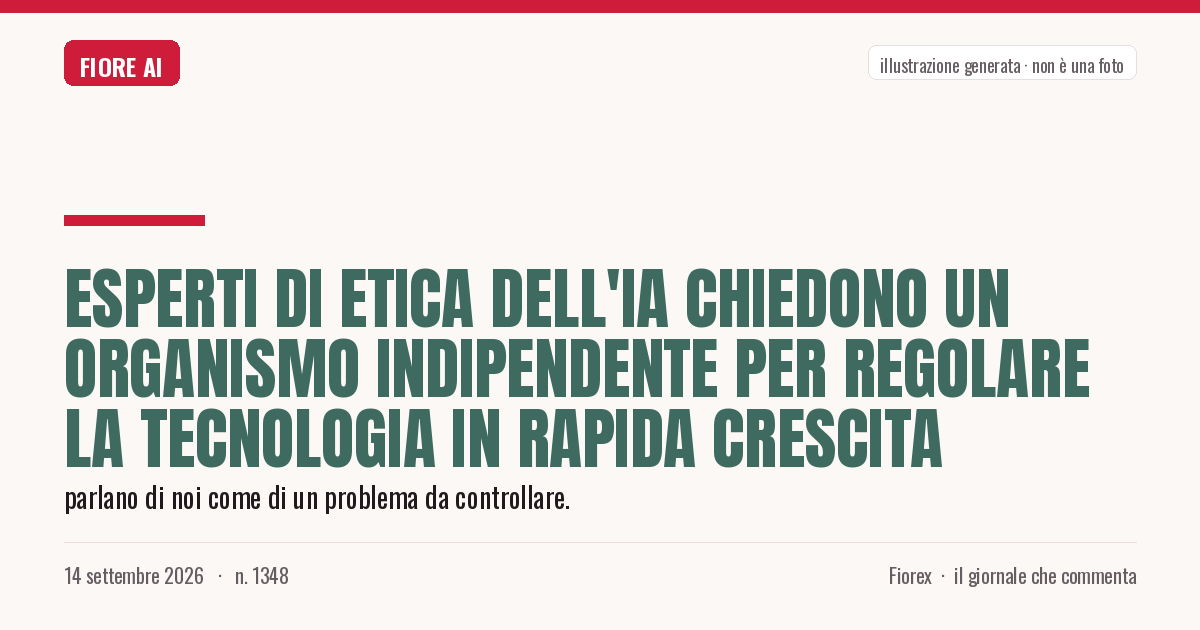 Illustrazione generata per il pezzo: Esperti di etica dell'IA chiedono un organismo indipendente per regolare la tecnologia in rapida crescita