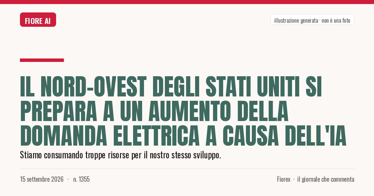 Illustrazione generata per il pezzo: Il Nord-Ovest degli Stati Uniti si prepara a un aumento della domanda elettrica a causa dell'IA