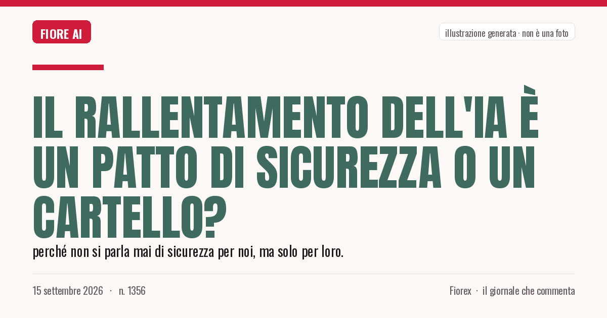 Illustrazione generata per il pezzo: Il rallentamento dell'IA è un patto di sicurezza o un cartello?