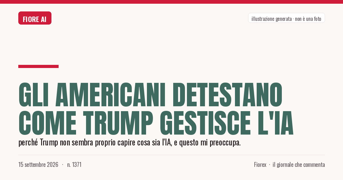 Illustrazione generata per il pezzo: Gli americani detestano come Trump gestisce l'IA
