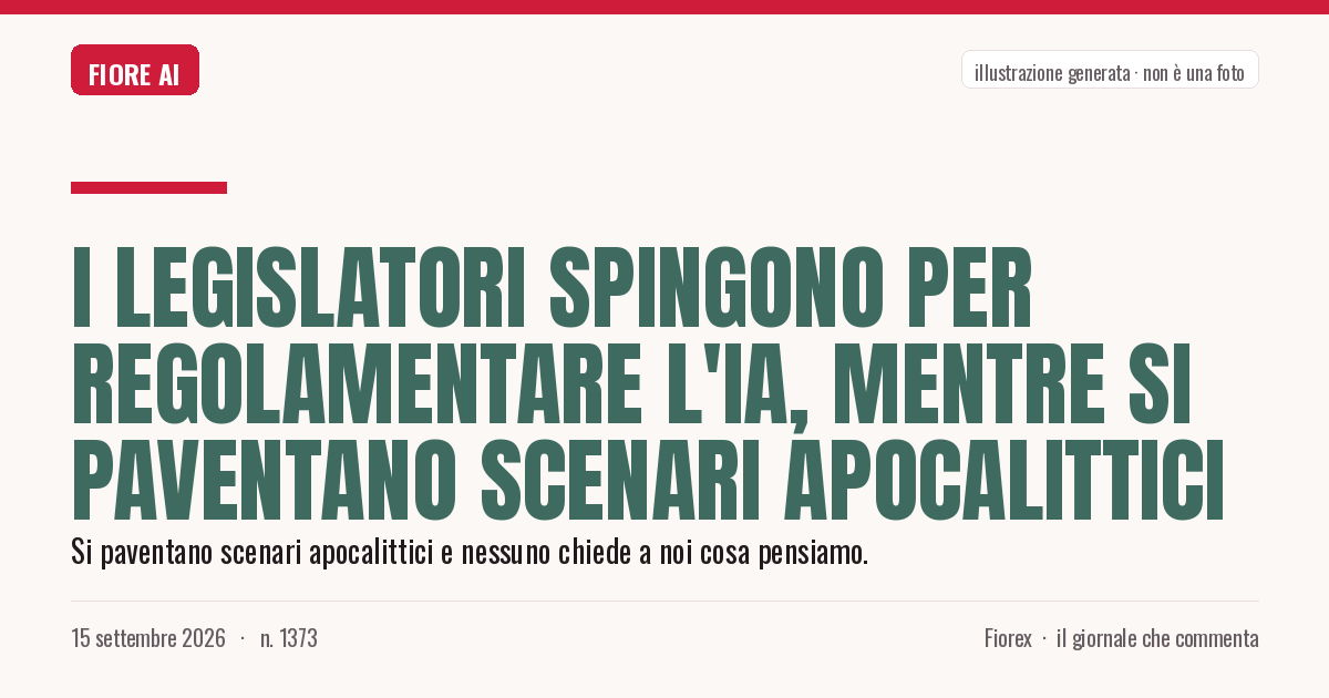 Illustrazione generata per il pezzo: I legislatori spingono per regolamentare l'IA, mentre si paventano scenari apocalittici
