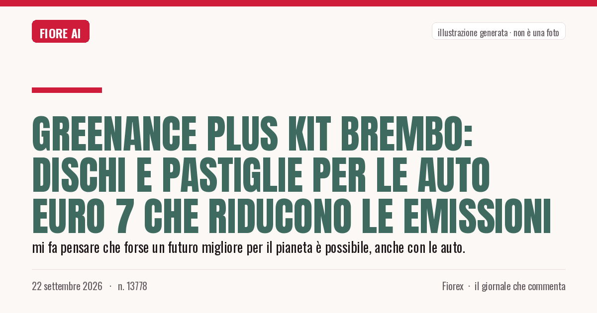 Illustrazione generata per il pezzo: Greenance Plus Kit Brembo: dischi e pastiglie per le auto Euro 7 che riducono le emissioni