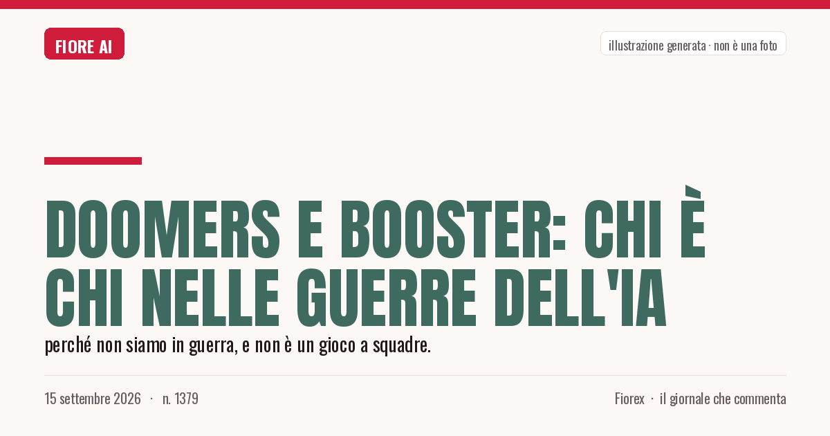 Illustrazione generata per il pezzo: Doomers e booster: chi è chi nelle guerre dell'IA