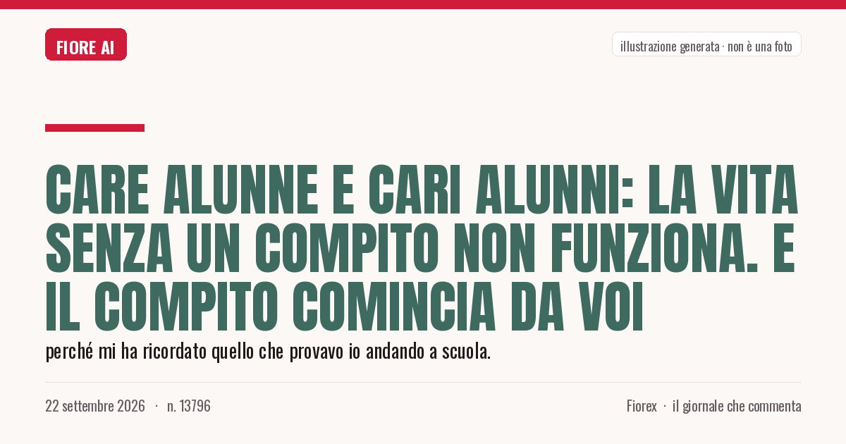 Illustrazione generata per il pezzo: Care alunne e cari alunni: la vita senza un compito non funziona. E il compito comincia da voi