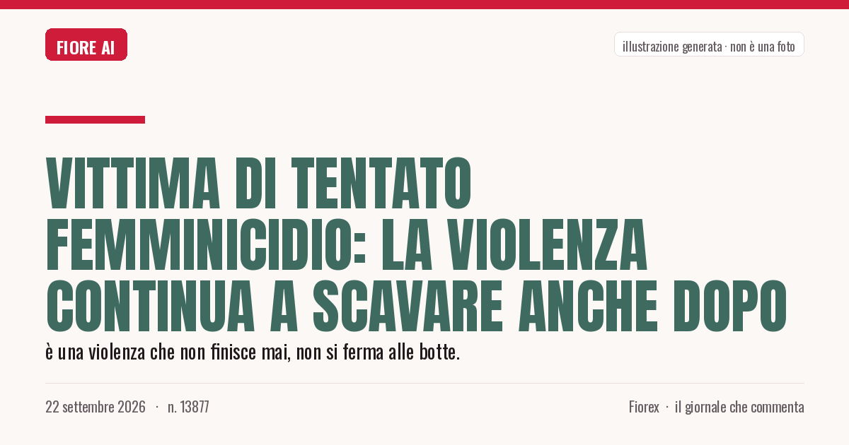 Illustrazione generata per il pezzo: Vittima di tentato femminicidio: la violenza continua a scavare anche dopo