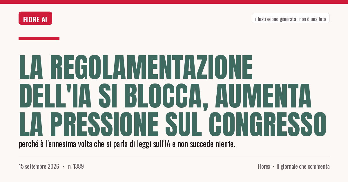 Illustrazione generata per il pezzo: La regolamentazione dell'IA si blocca, aumenta la pressione sul Congresso