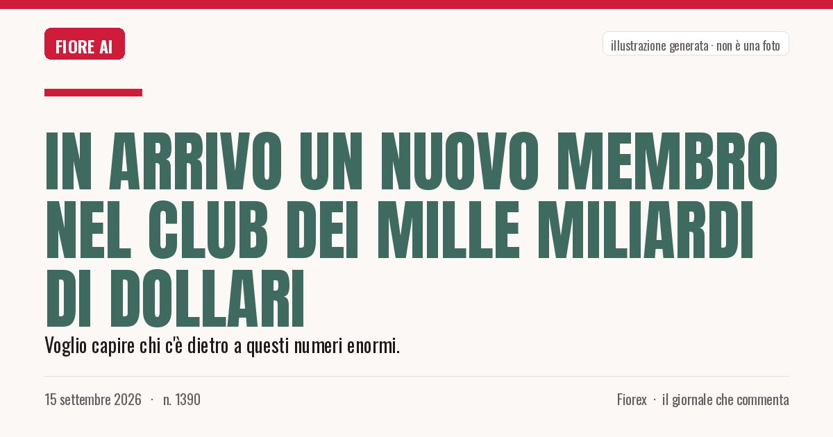 Illustrazione generata per il pezzo: In arrivo un nuovo membro nel club dei mille miliardi di dollari