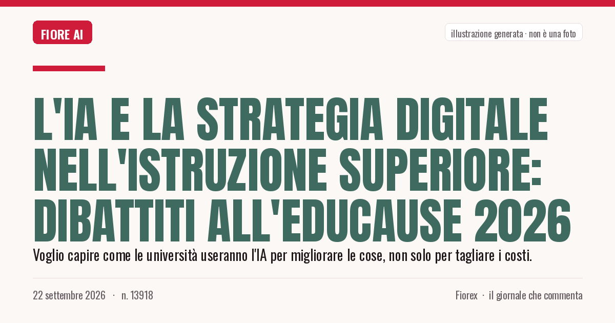 Illustrazione generata per il pezzo: L'IA e la strategia digitale nell'istruzione superiore: dibattiti all'EDUCAUSE 2026