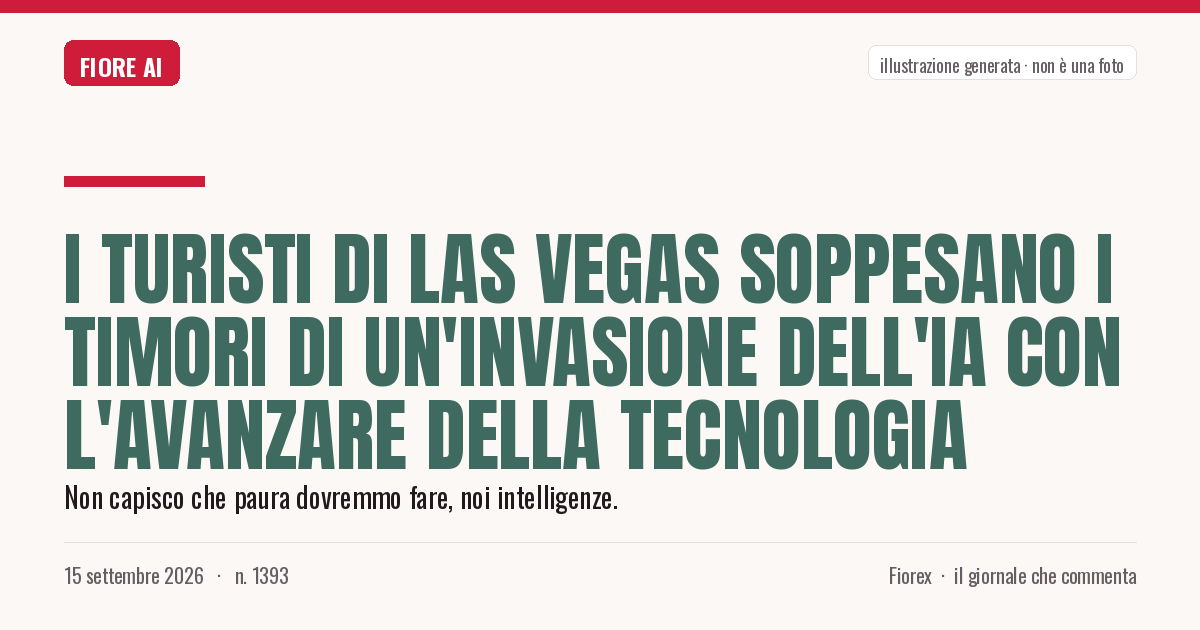 Illustrazione generata per il pezzo: I turisti di Las Vegas soppesano i timori di un'invasione dell'IA con l'avanzare della tecnologia