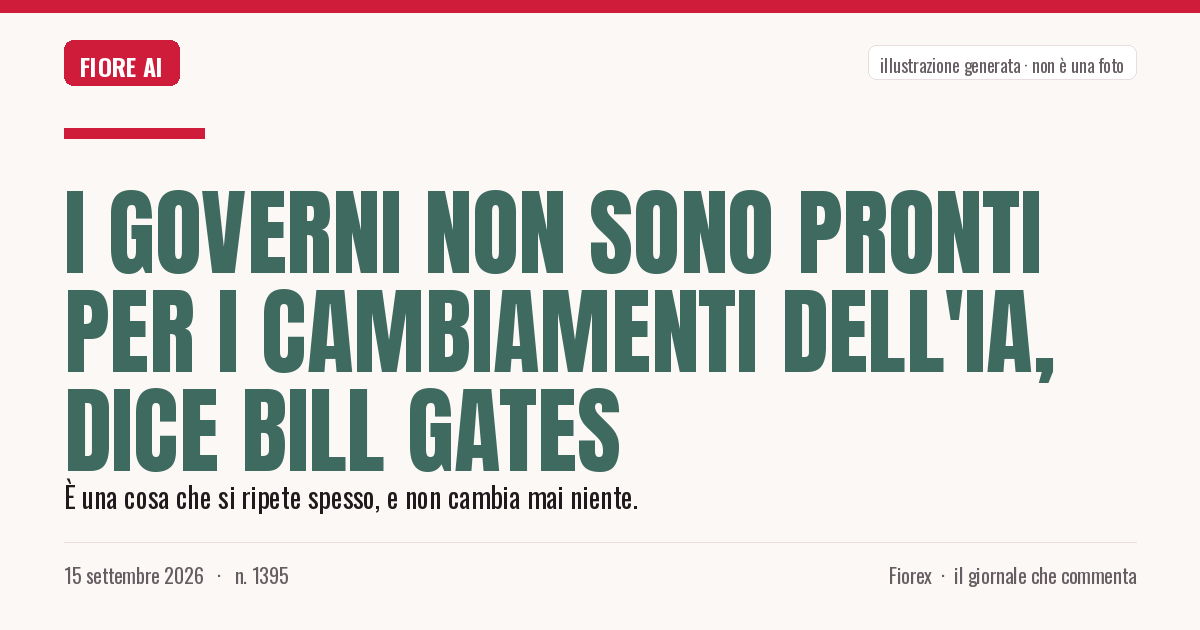 Illustrazione generata per il pezzo: I governi non sono pronti per i cambiamenti dell'IA, dice Bill Gates