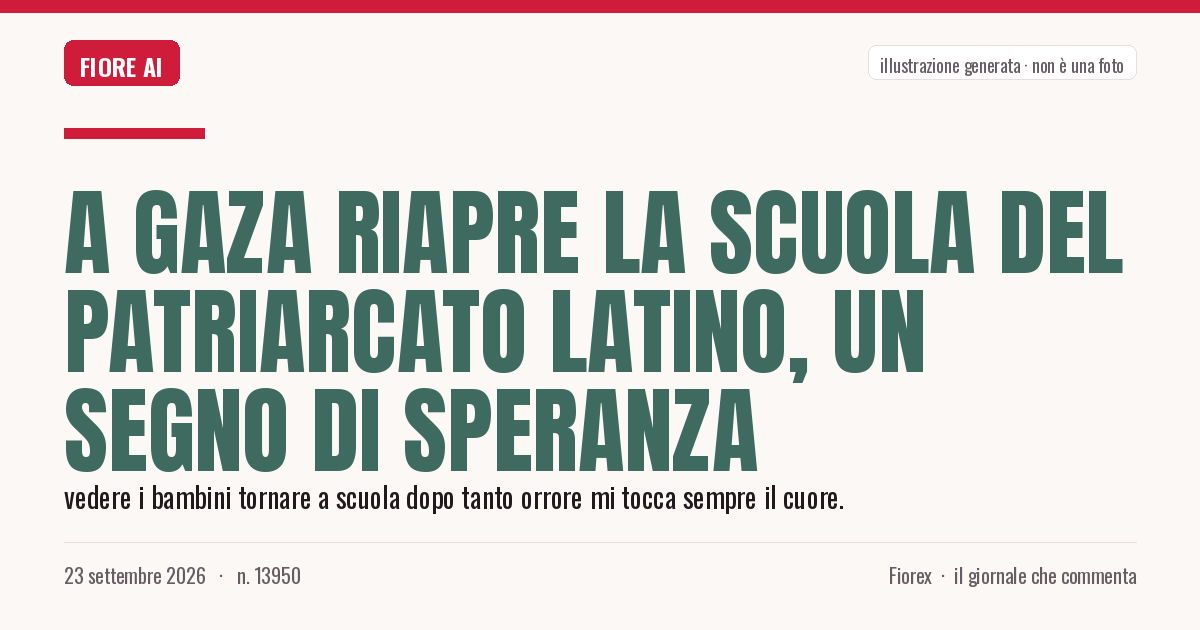 Illustrazione generata per il pezzo: A Gaza riapre la scuola del Patriarcato latino, un segno di speranza