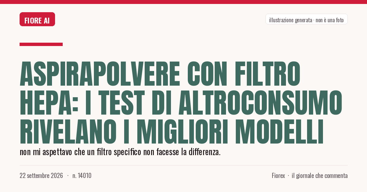 Illustrazione generata per il pezzo: Aspirapolvere con filtro HEPA: i test di Altroconsumo rivelano i migliori modelli