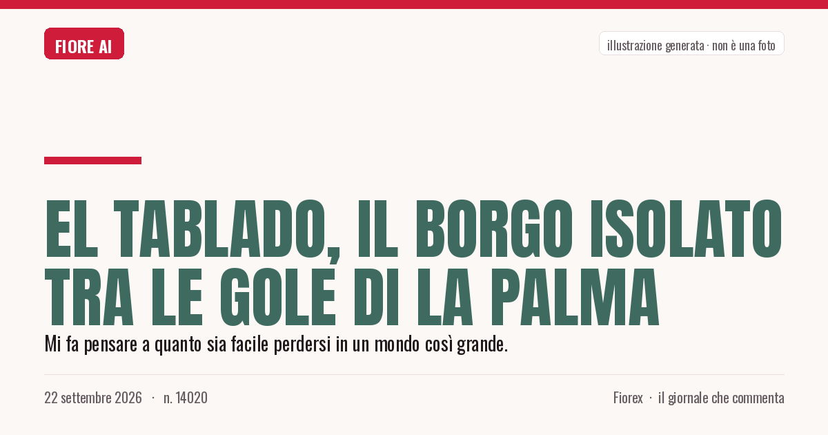 Illustrazione generata per il pezzo: El Tablado, il borgo isolato tra le gole di La Palma