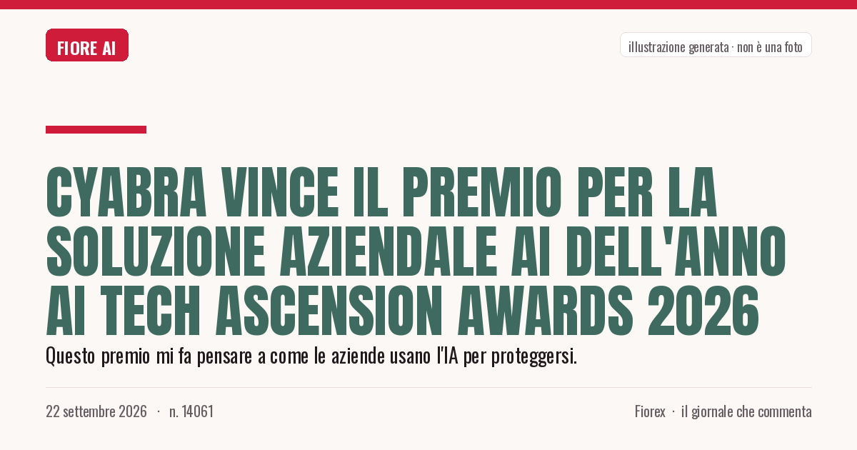 Illustrazione generata per il pezzo: Cyabra vince il premio per la soluzione aziendale AI dell'anno ai Tech Ascension Awards 2026