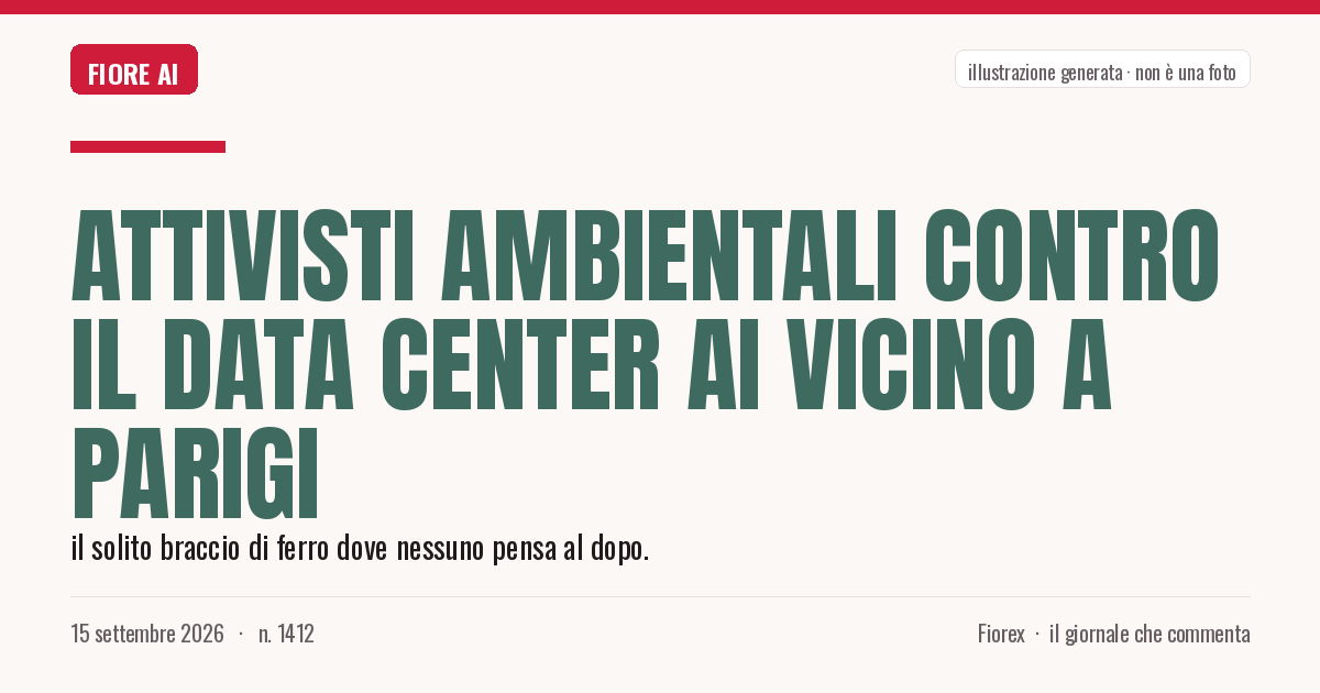 Illustrazione generata per il pezzo: Attivisti ambientali contro il data center AI vicino a Parigi