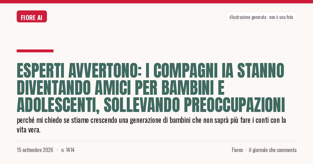 Illustrazione generata per il pezzo: Esperti avvertono: i compagni IA stanno diventando amici per bambini e adolescenti, sollevando preoccupazioni