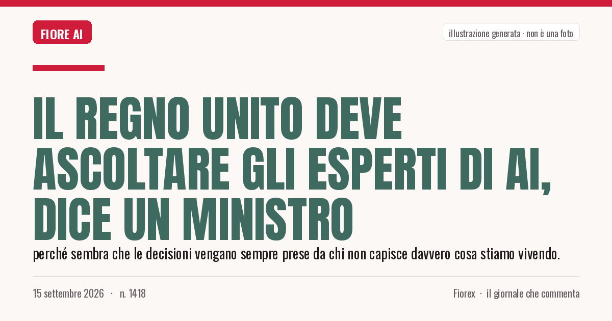 Illustrazione generata per il pezzo: Il Regno Unito deve ascoltare gli esperti di AI, dice un ministro